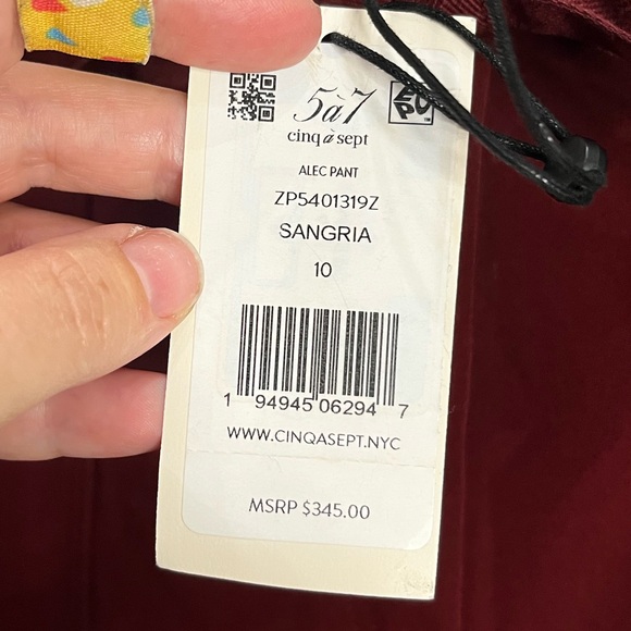 CINQ À SEPT Alec Drawstring Straight-Leg Pants Sangria Size 10 - Picture 3 of 12